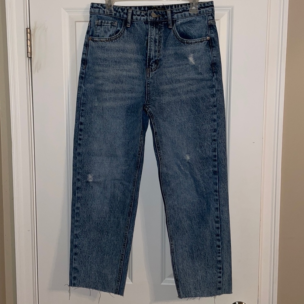Shein High Waisted Raw Cut Mom Jean